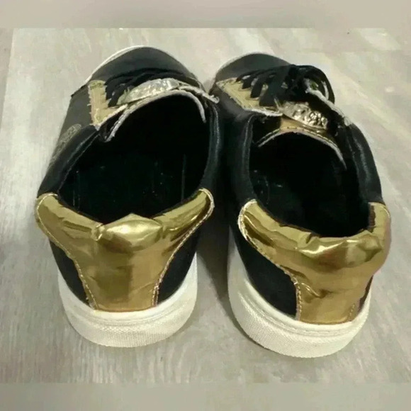Versace boys‎ Sneakers Rubber Shoes Slip On Leather black/gold Casual Shoes sz 1 - Picture 4 of 8